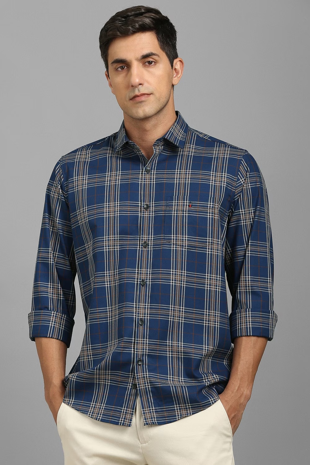 Men Blue Check Full Sleeves Casual Shirt-Blue