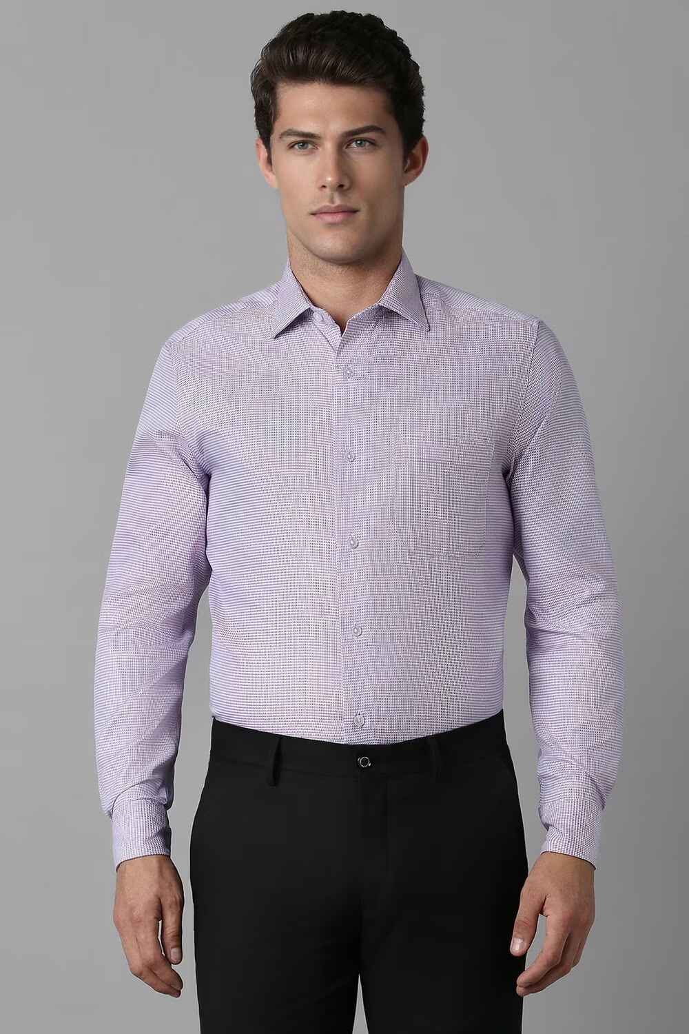 Men Purple Classic Fit Print Full Sleeves Formal Shirt-Purple