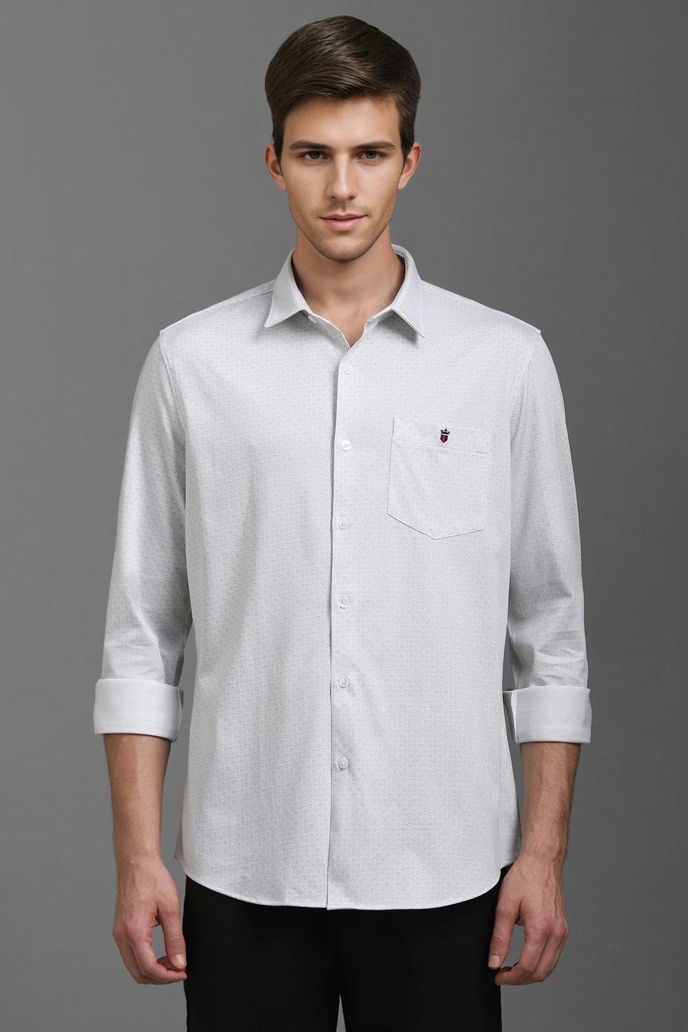 Men White Print Full Sleeves Casual Shirt-White