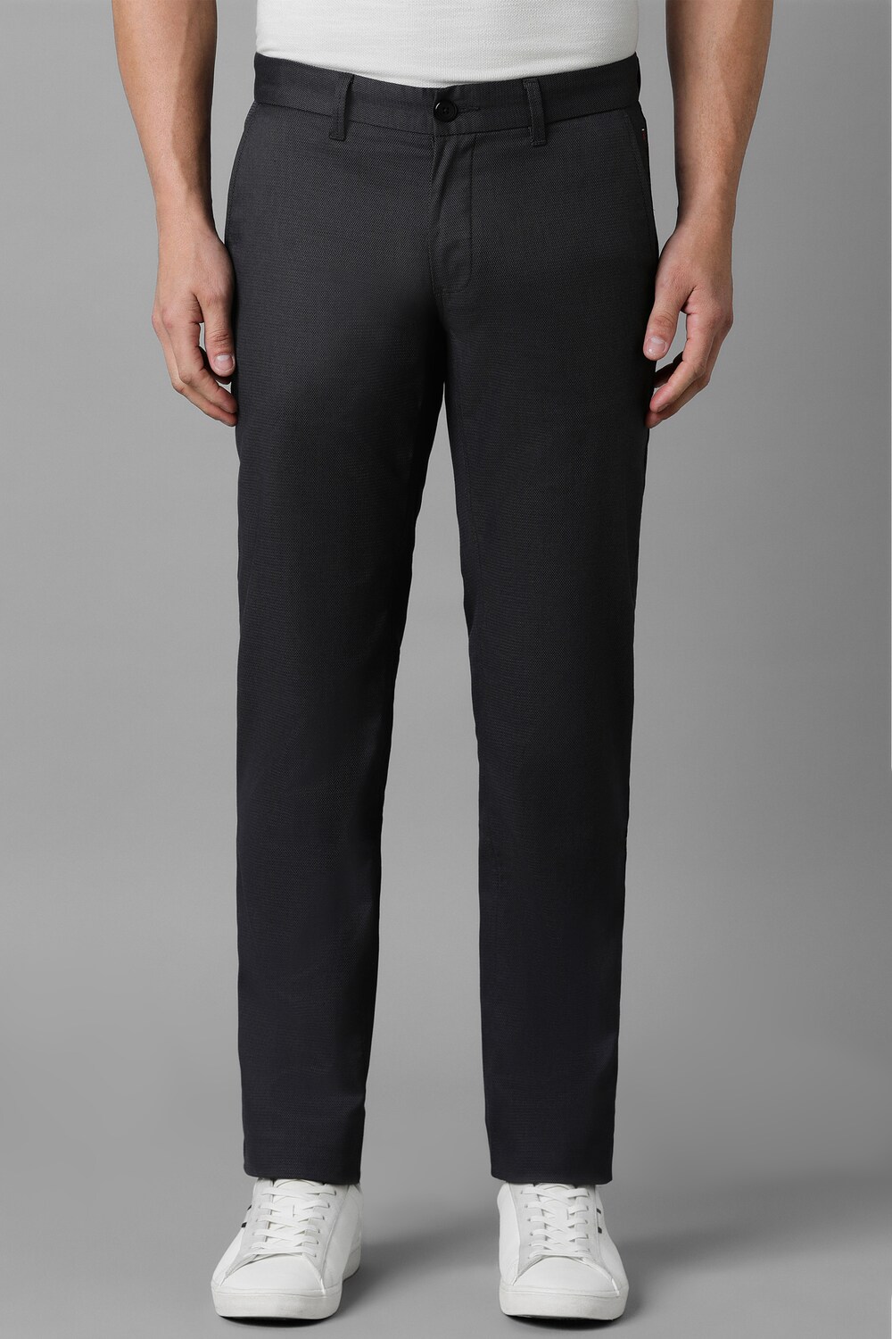 Men Grey Slim Fit Textured Flat Front Casual Trousers-Grey 1 32364-men-grey-slim-fit-textured-flat-front-casual-trousers-grey-1.jpg