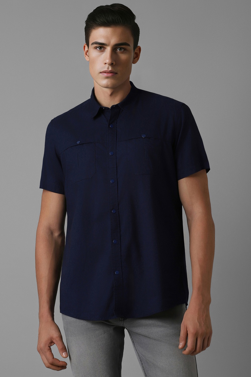 Men Navy Solid Half Sleeves Casual Shirt-Navy 1 32391-men-navy-solid-half-sleeves-casual-shirt-navy-1.jpg