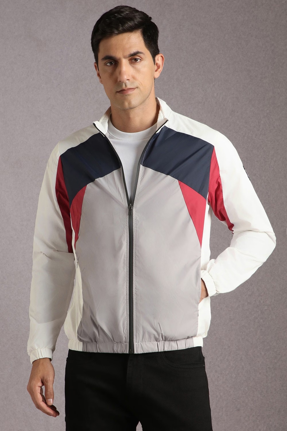 Men Casual White Print Jackets-White