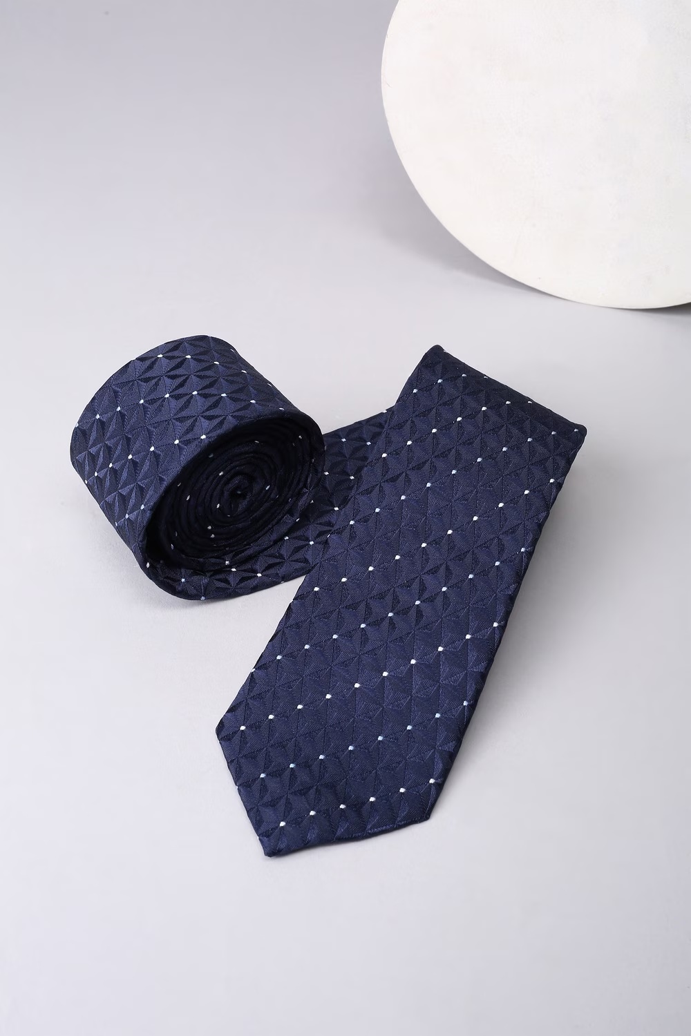Men Navy Embroidered Tie-Navy