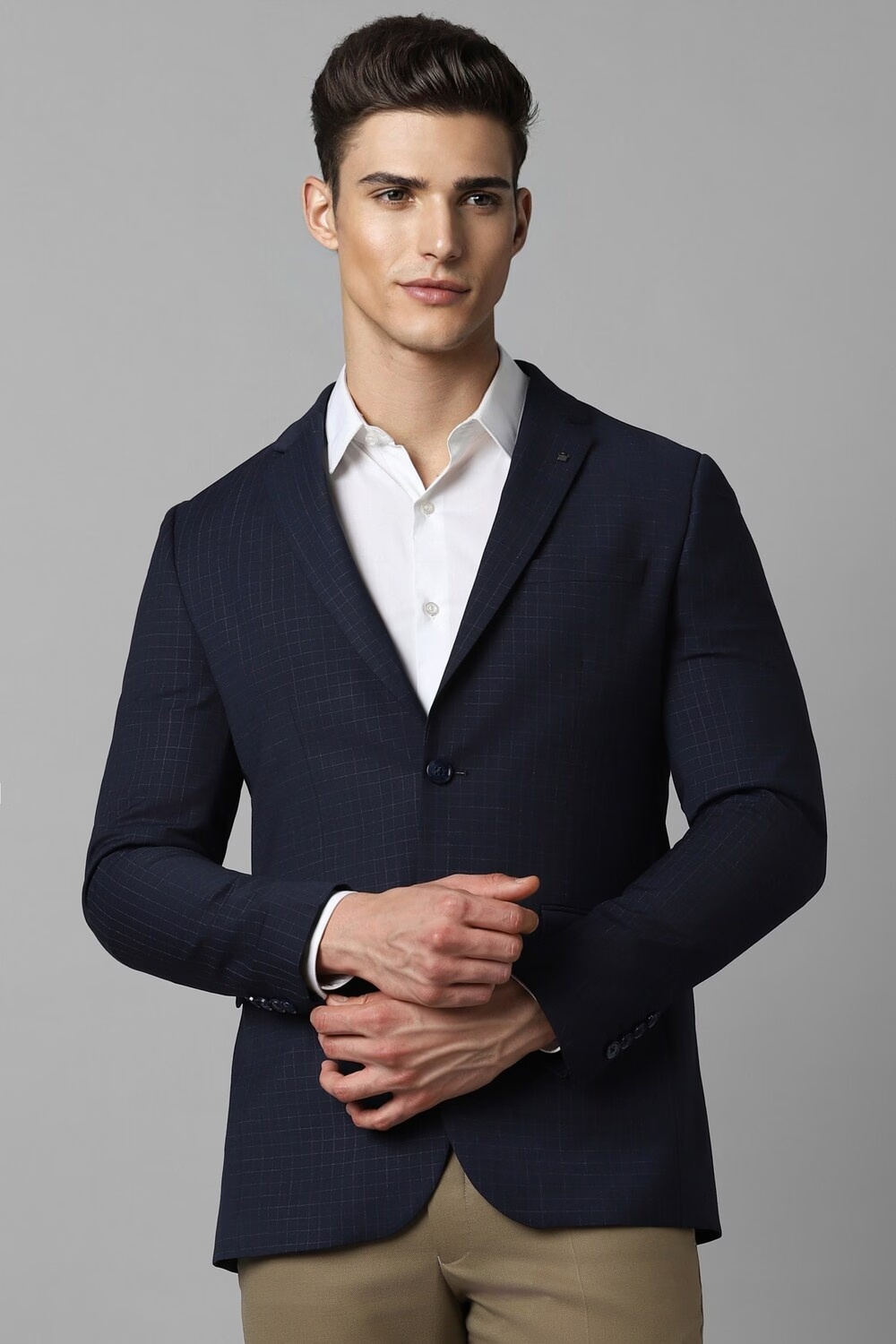 Men Navy Slim Fit Check Formal Blazer-Navy 1 32816-men-navy-slim-fit-check-formal-blazer-navy-1.jpg