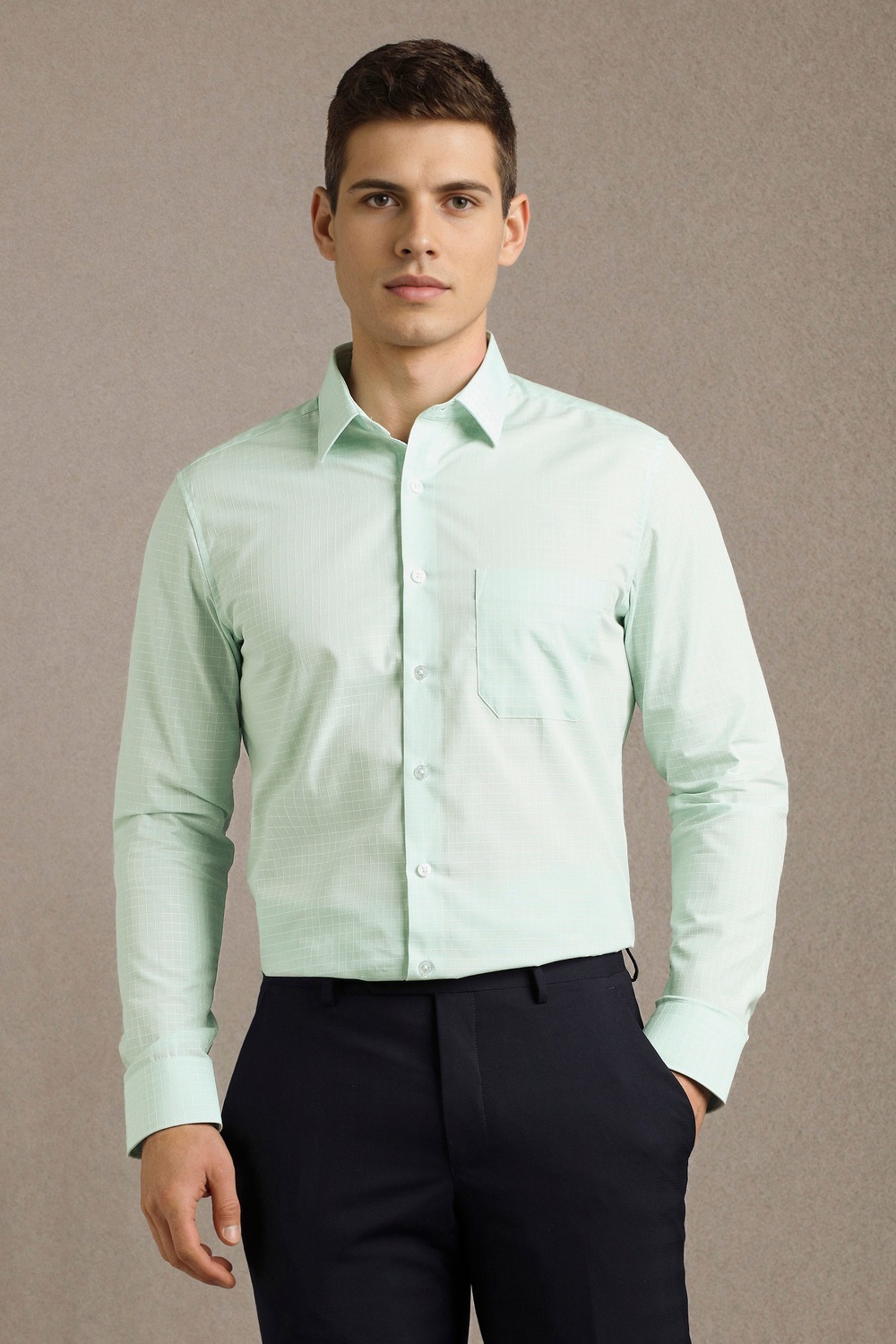 Men Green Textured Full Sleeves Formal Shirt-Green 1 33113-men-green-textured-full-sleeves-formal-shirt-green-1.jpg