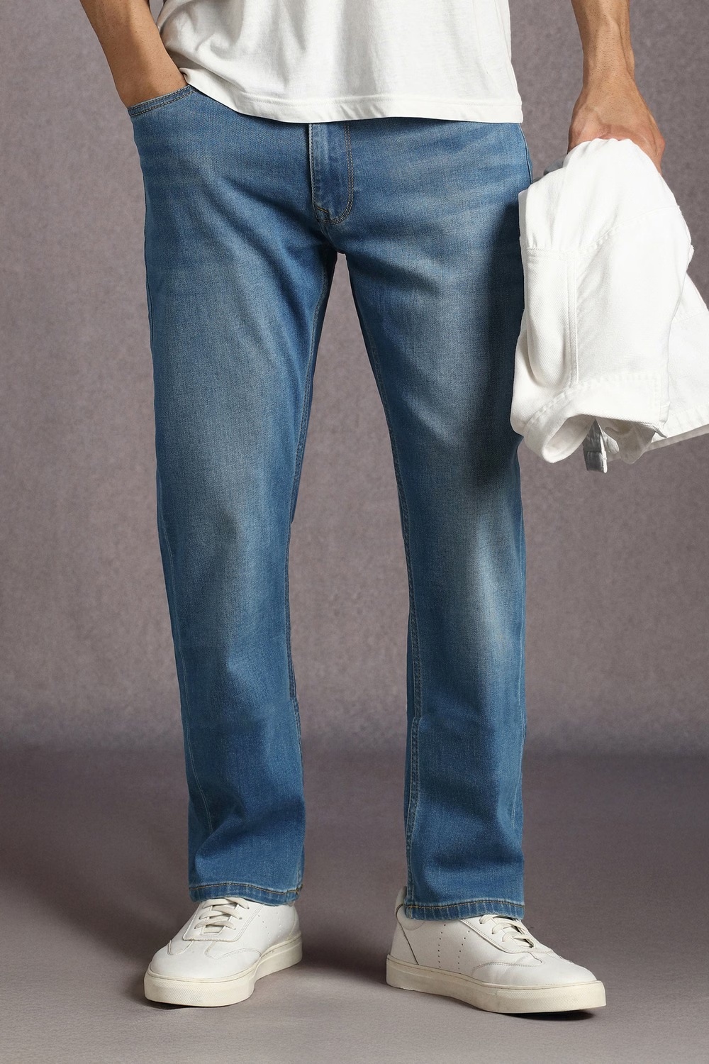 Men Blue Mid Slim Fit Jeans-Blue