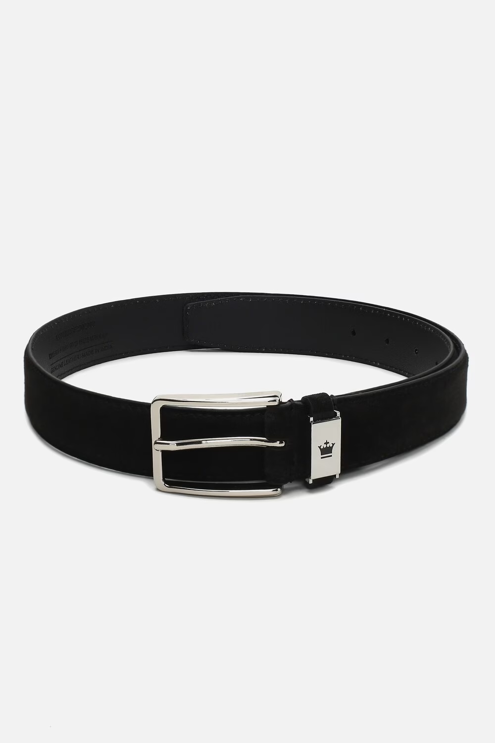 Men Black Solid Genuine Leather Formal Belt-Black