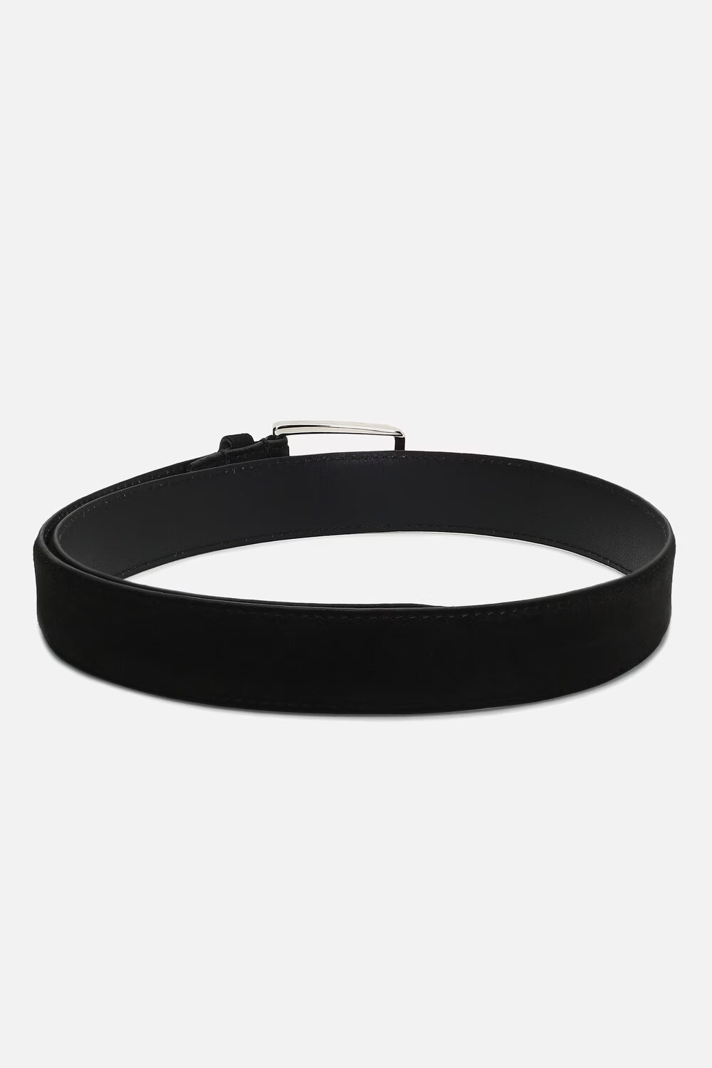 Men Black Solid Genuine Leather Formal Belt-Black