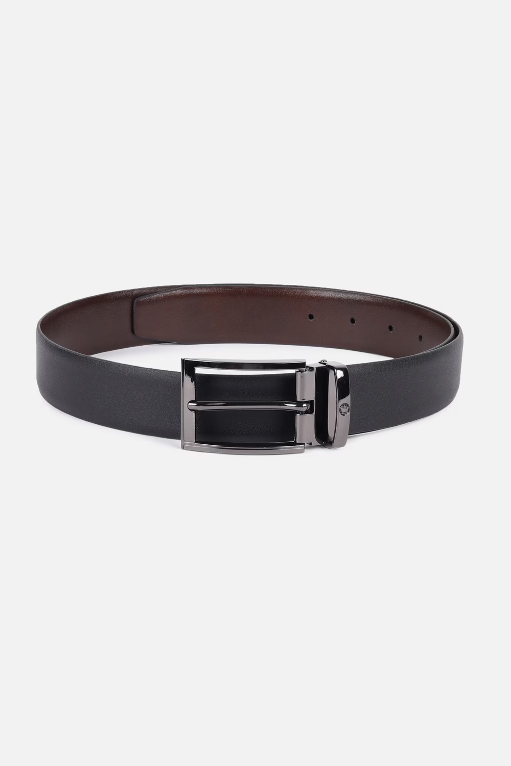 Men Black Solid 100% Polyester Formal Belt-Black