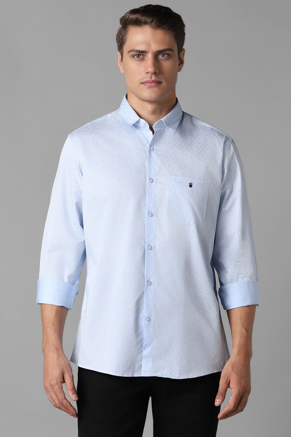Men Blue Slim Fit Print Full Sleeves Casual Shirt-Blue
