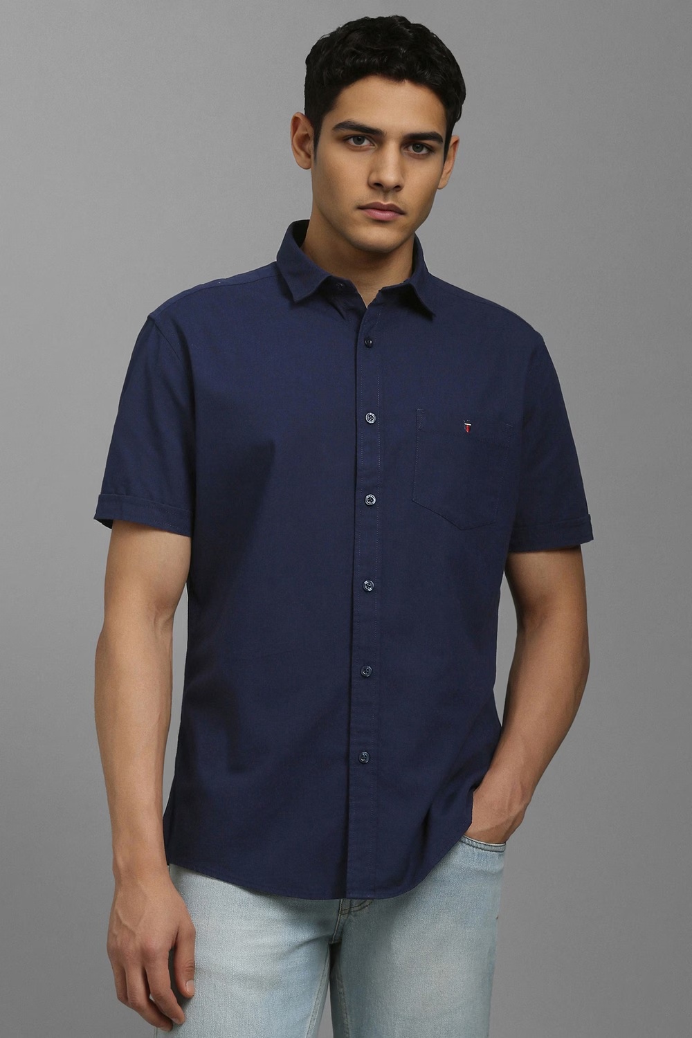 Men Navy Textured Half Sleeves Casual Shirt-Navy 1 34329-men-navy-textured-half-sleeves-casual-shirt-navy-1.jpg