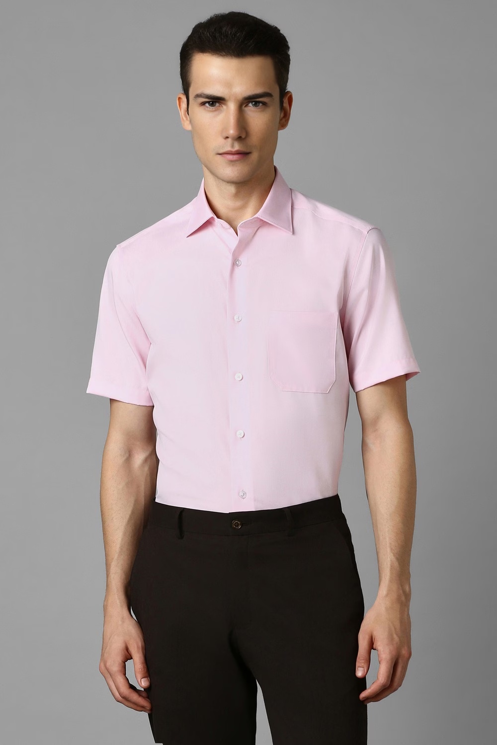 Men Pink Solid Half Sleeves Formal Shirt-Pink