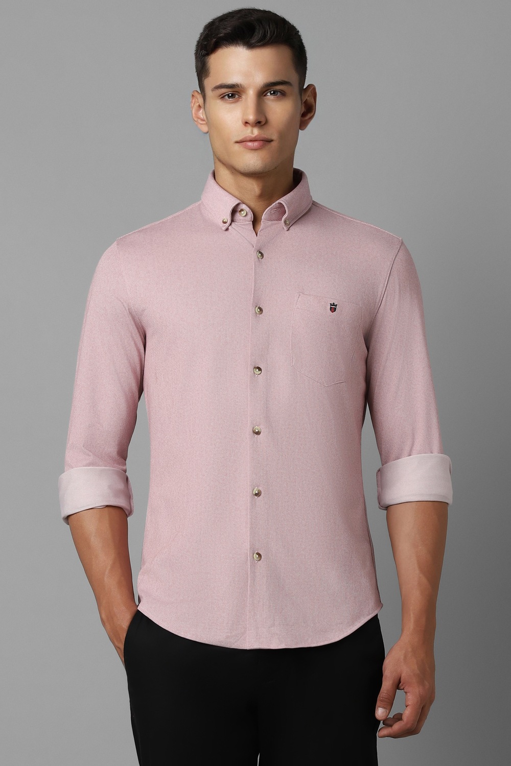 Men Pink Textured Full Sleeves Casual Shirt-Pink