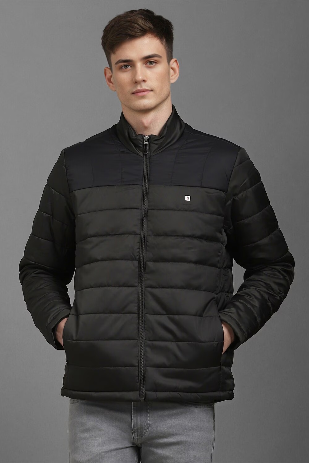 Men Casual Black Print Jackets-Black