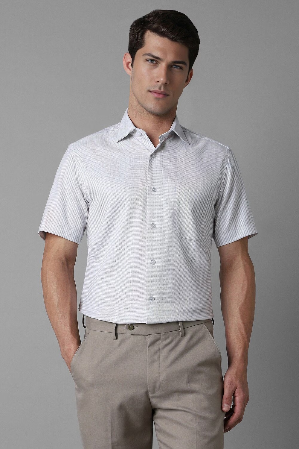 Men White Classic Fit Print Half Sleeves Formal Shirt-White 1 35493-men-white-classic-fit-print-half-sleeves-formal-shirt-white-1.jpg