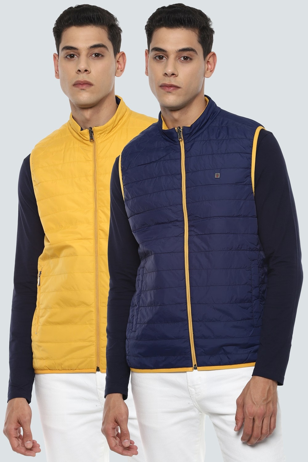 Men Casual Navy Solid Jackets-Navy