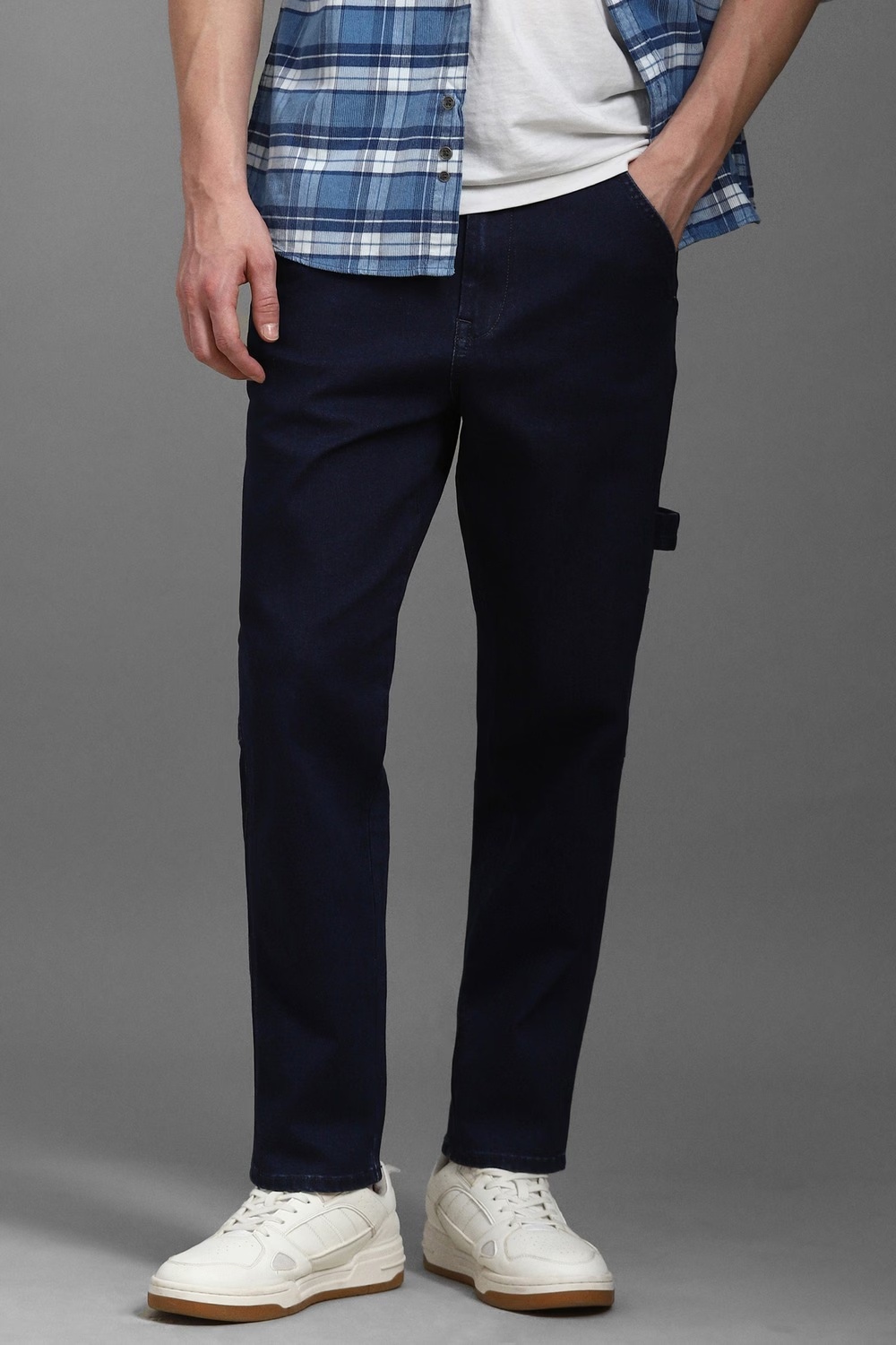 Men Navy Light Slim Fit Jeans-Navy