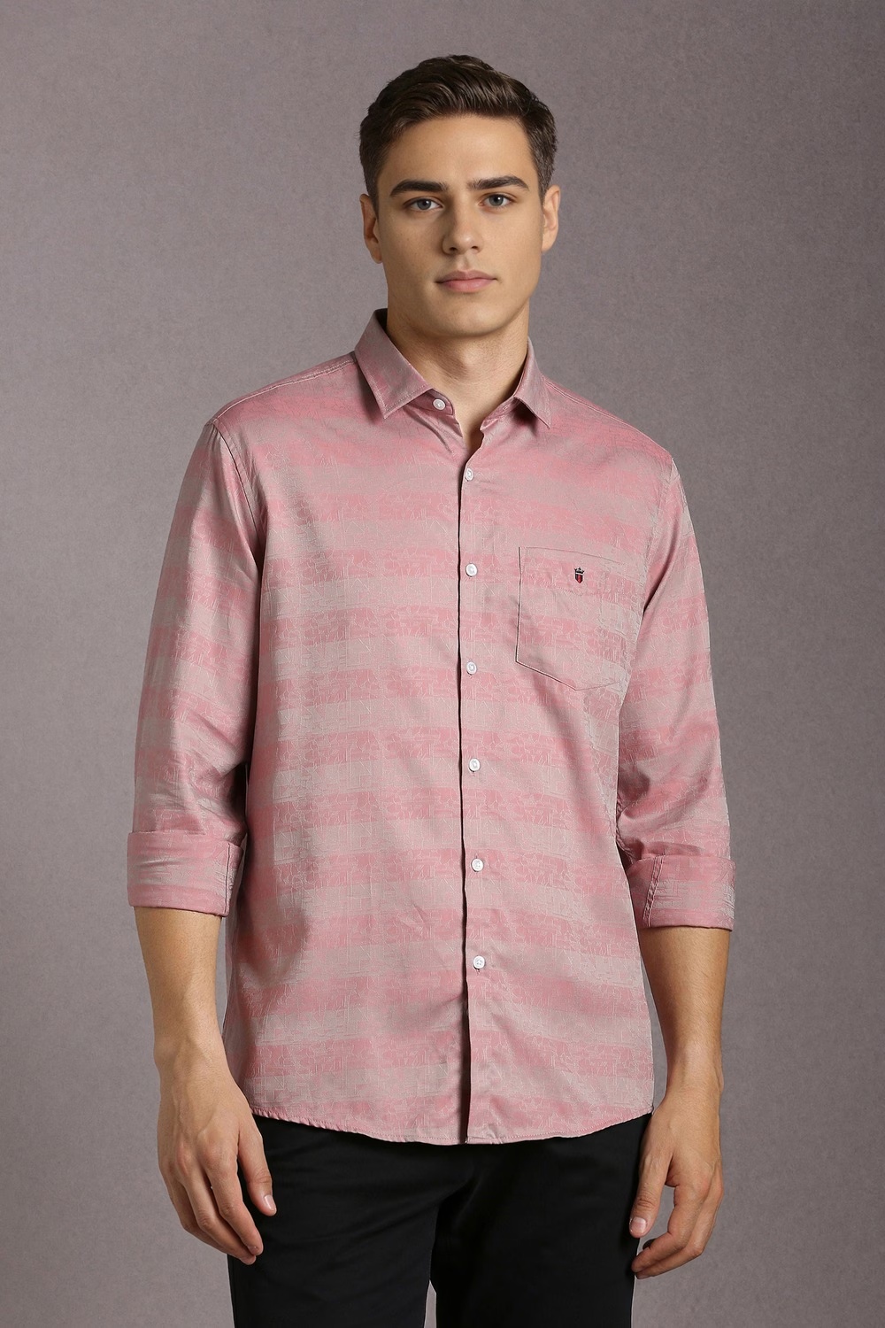 Men Pink Stripe Full Sleeves Casual Shirt-Pink