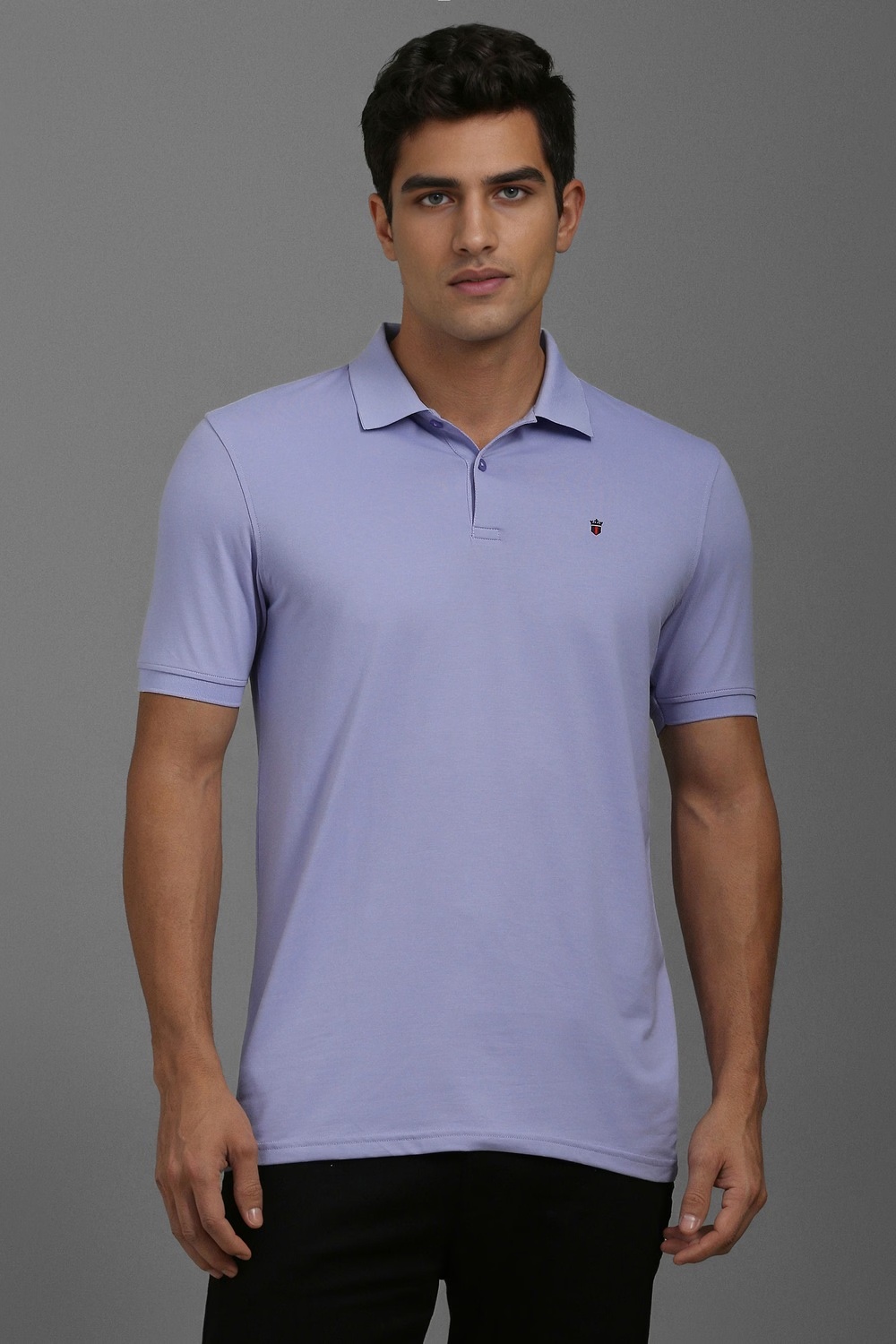 Men Lilac Solid Polo Neck T-shirt-Lilac