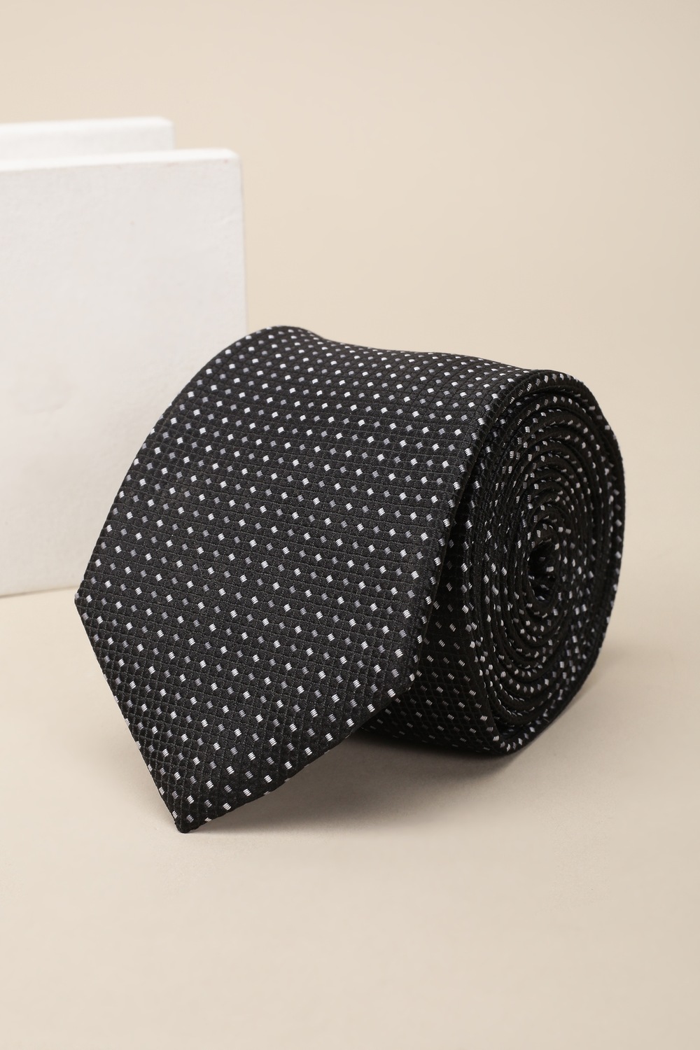 Men Black Embroidered Tie-Black