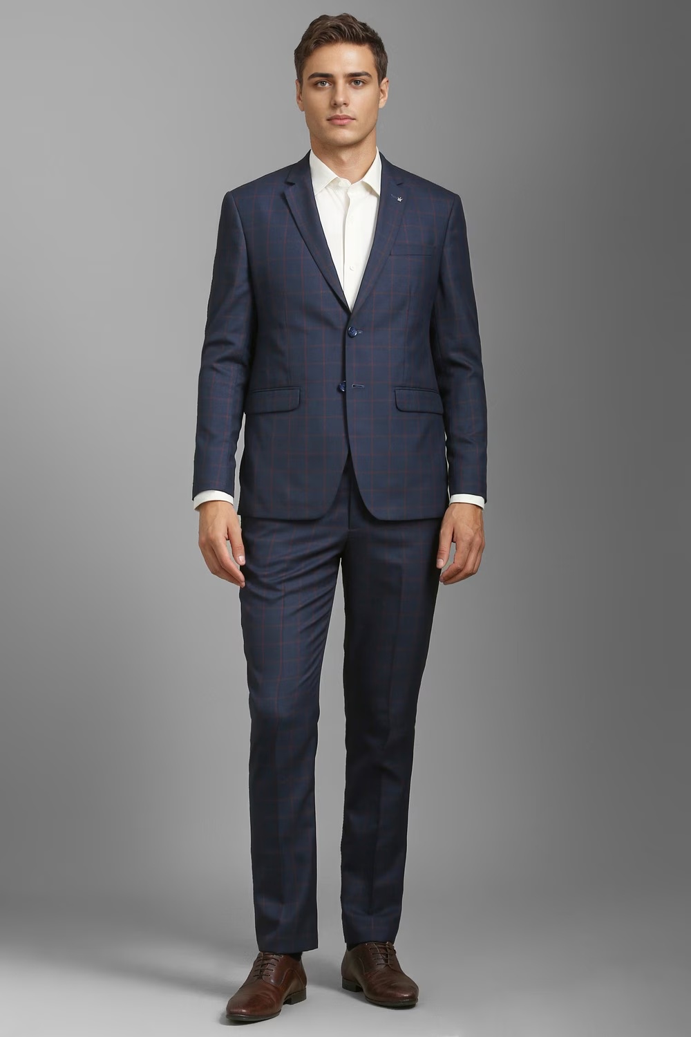 Men Navy Slim Fit Check Formal Two Piece Suit-Navy 1 36669-men-navy-slim-fit-check-formal-two-piece-suit-navy-1.jpg