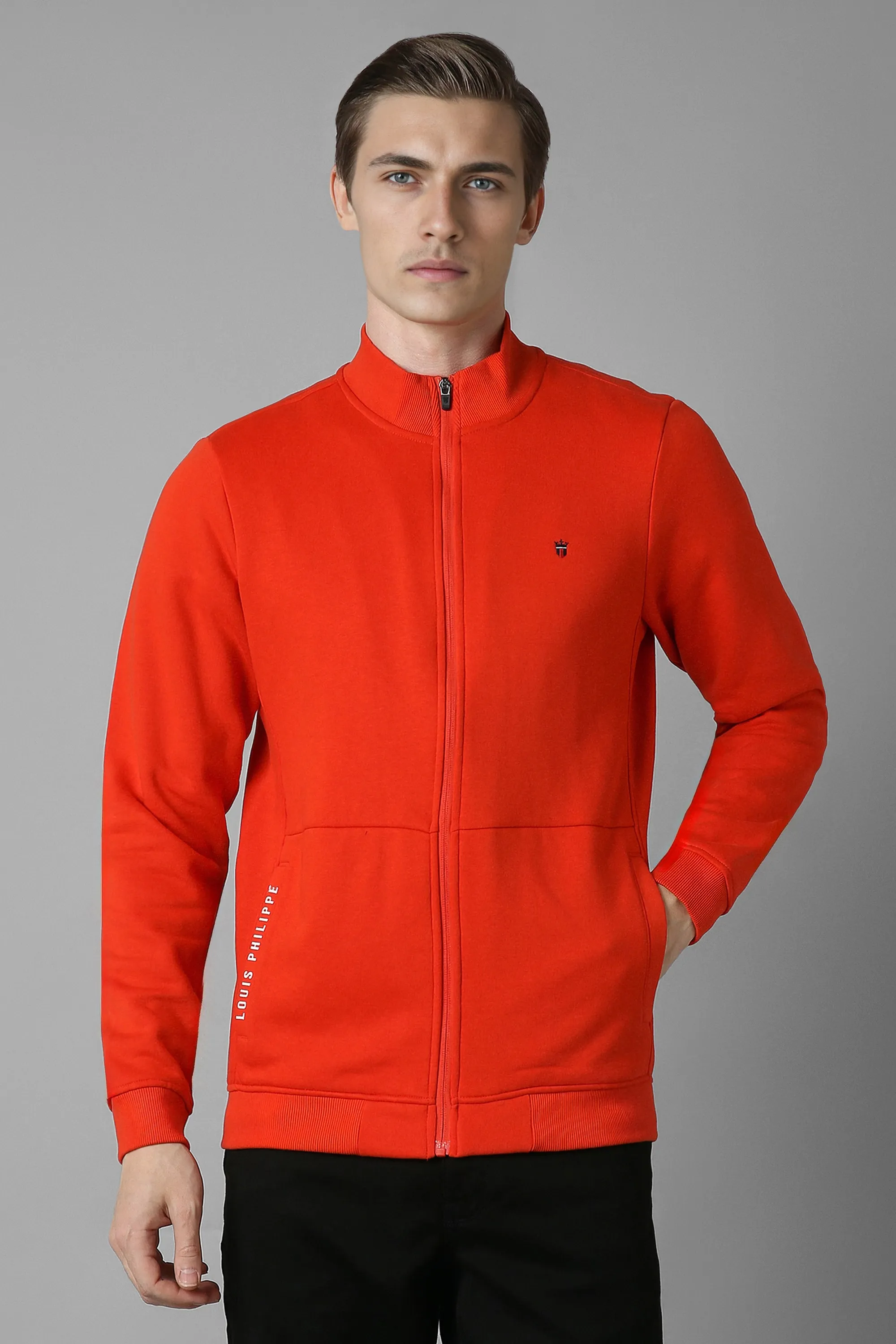 Men Casual Red Solid Sweatshirt-Red