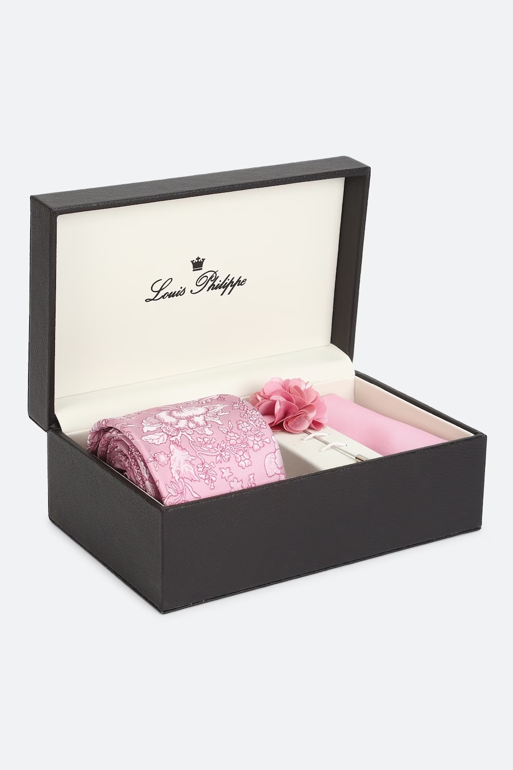 Men Pink Print Tie Pocket Square And Lapel Pin-Pink 1 36860-men-pink-print-tie-pocket-square-and-lapel-pin-pink-1.jpg
