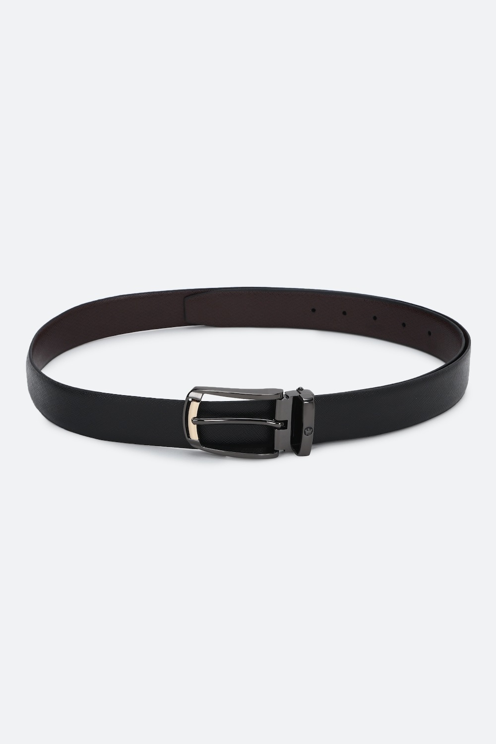 Men Black Solid Genuine Leather Casual Belt-Black