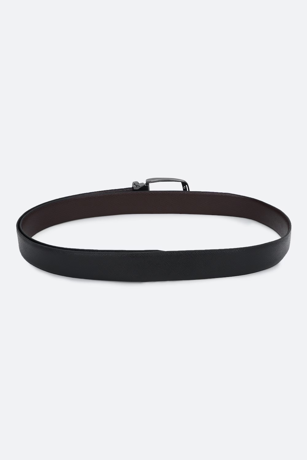 Men Black Solid Genuine Leather Casual Belt-Black