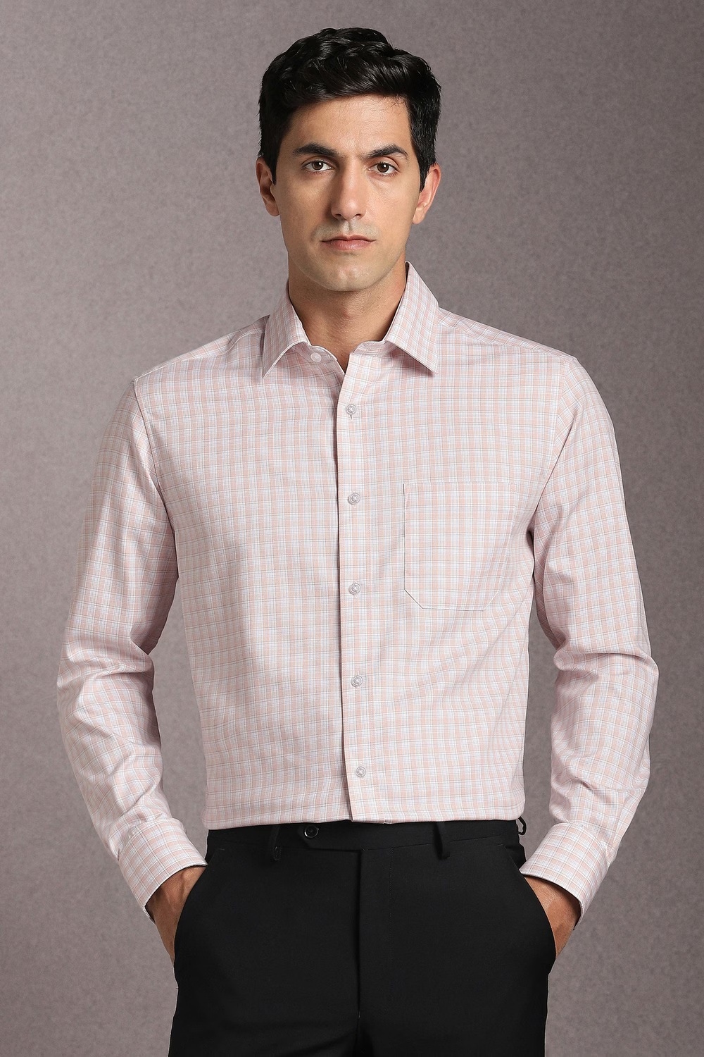 Men Peach Check Full Sleeves Formal Shirt-Peach 1 37027-men-peach-check-full-sleeves-formal-shirt-peach-1.jpg