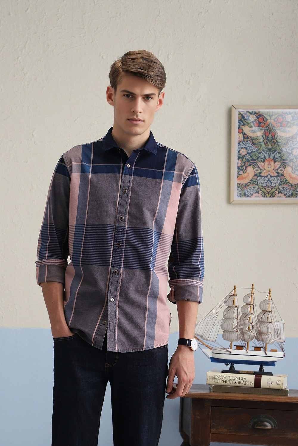 Men Blue Check Full Sleeves Casual Shirt-Blue