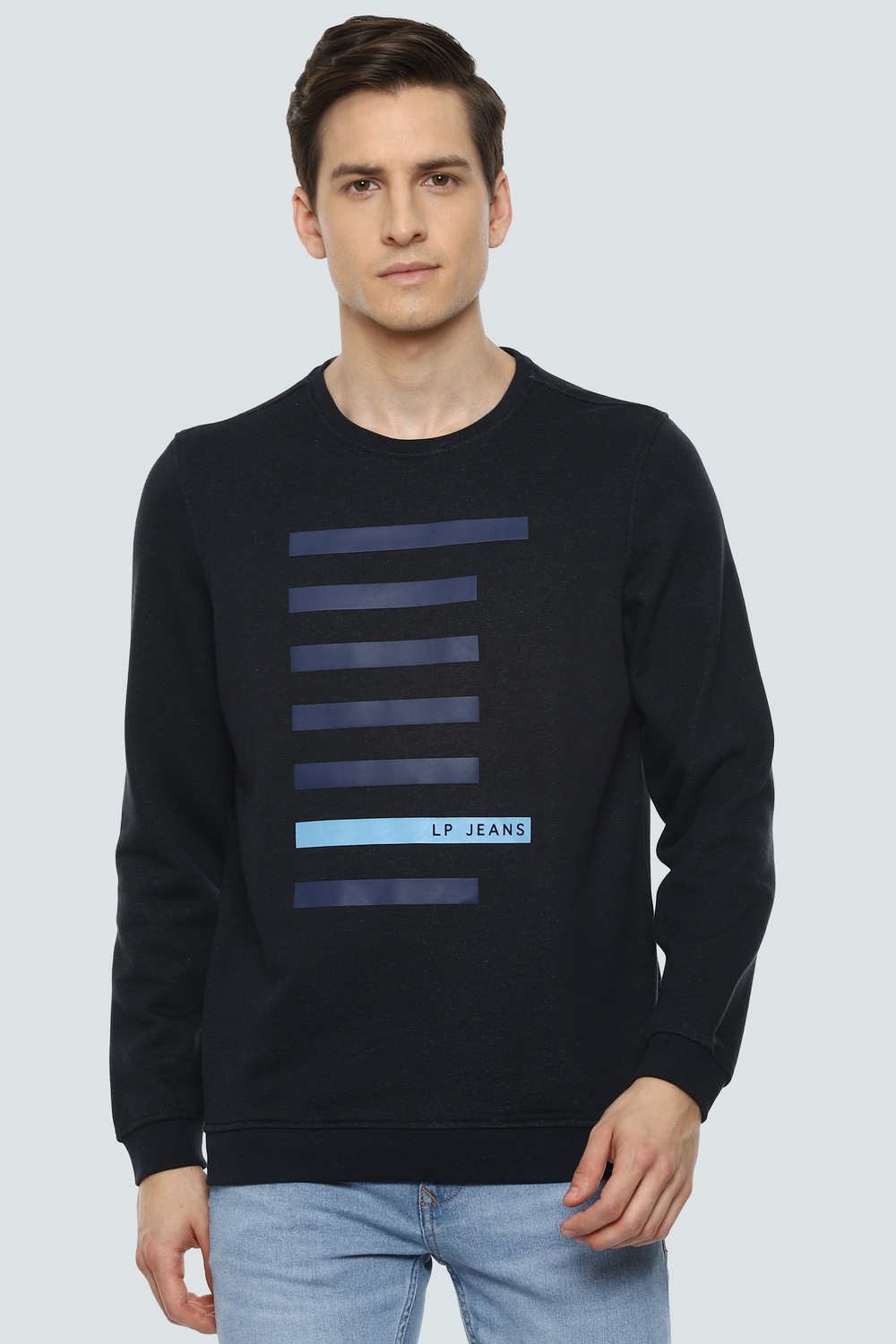 Men Casual Black Graphic Print Sweatshirt-Black