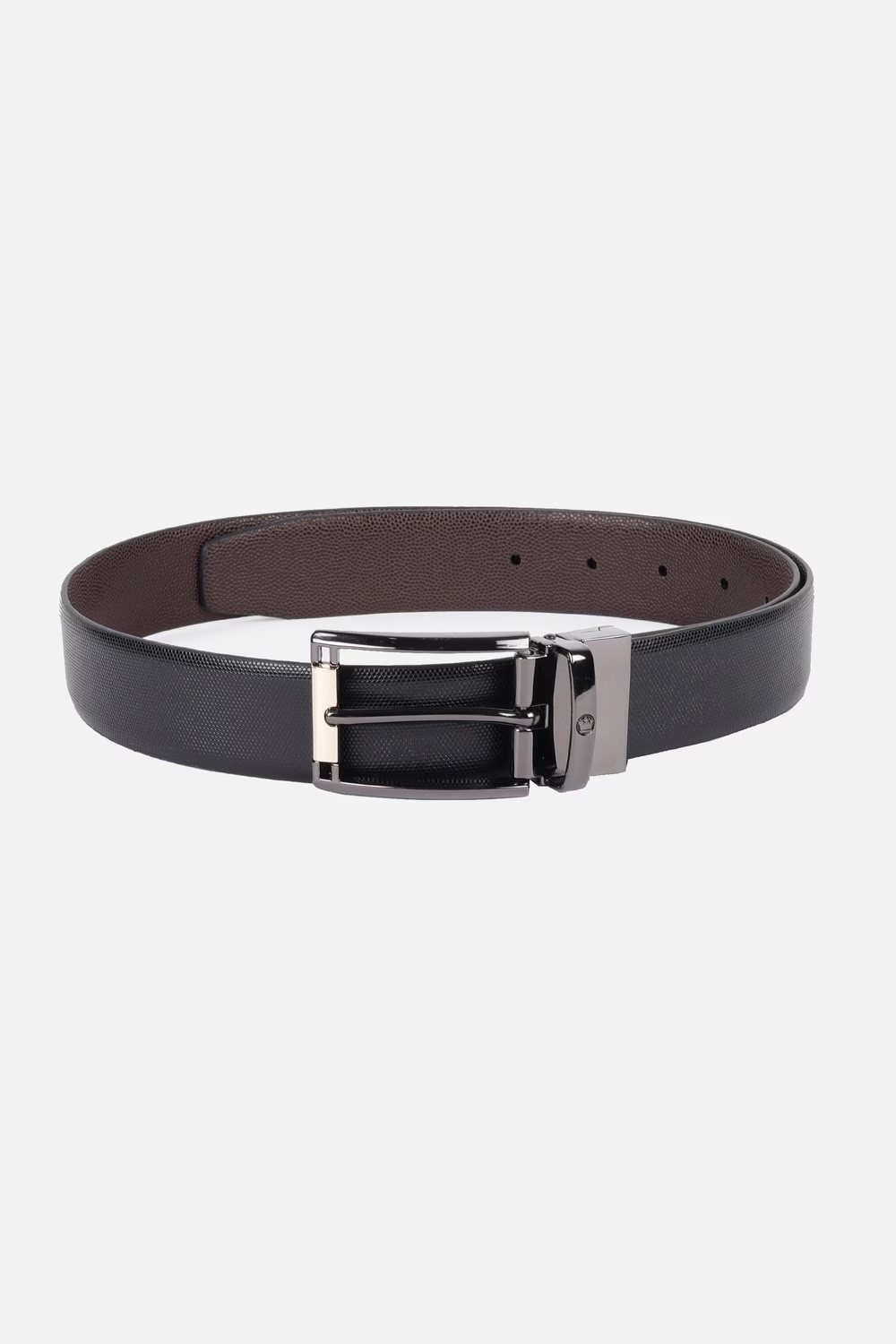 Men Black Textured 100% Polyester Formal Belt-Black