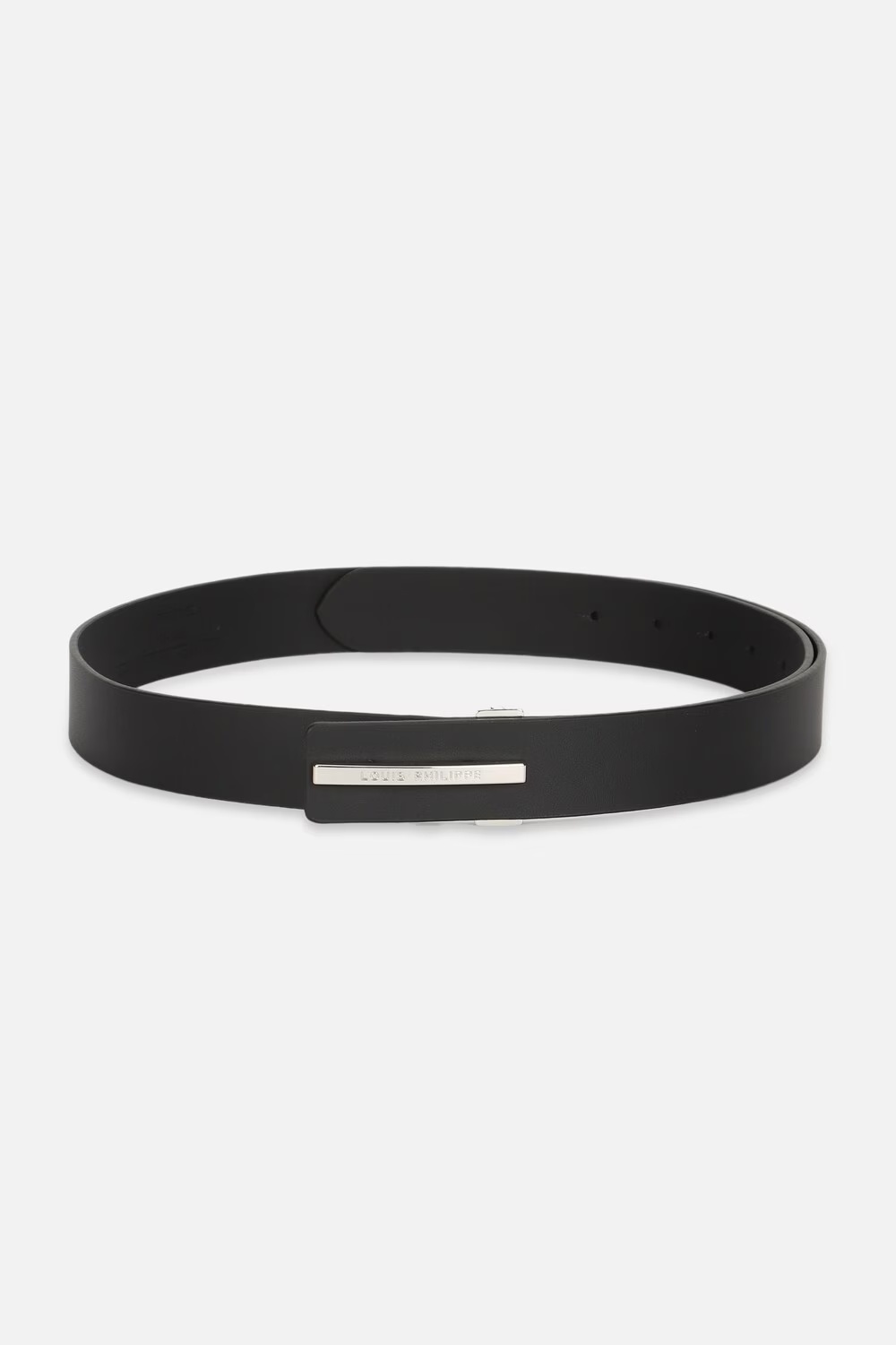 Men Black Textured Genuine Leather Formal Belt-Black
