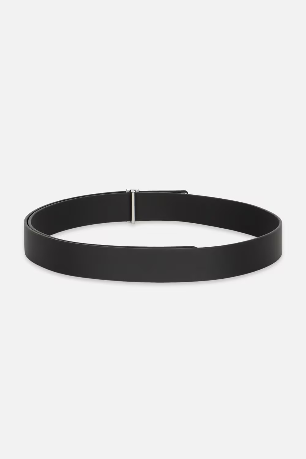 Men Black Textured Genuine Leather Formal Belt-Black