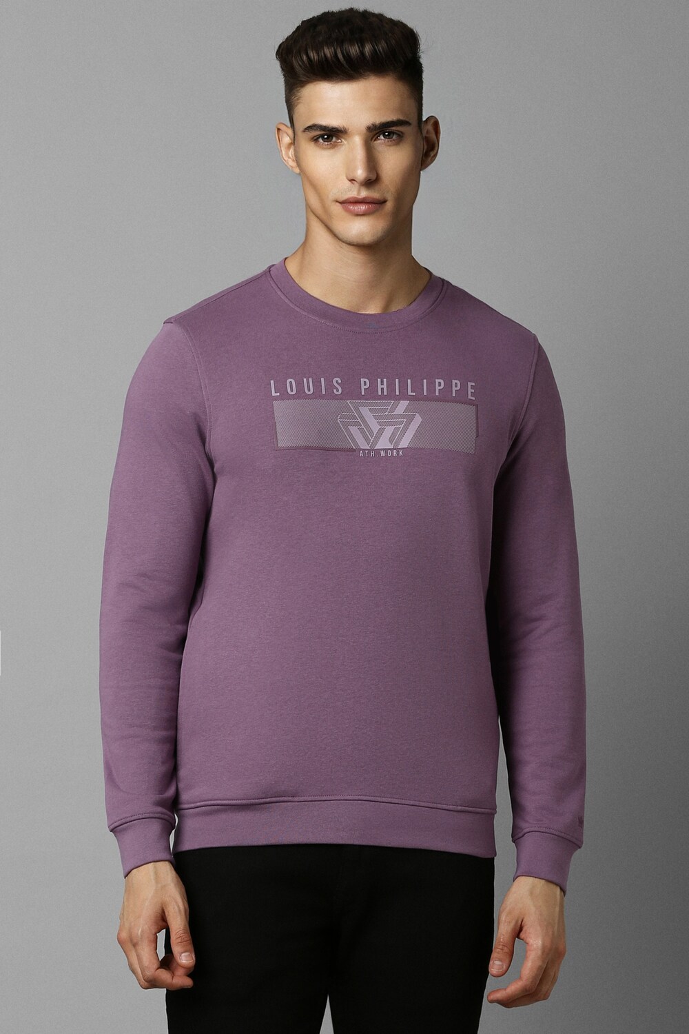 Men Casual Purple Solid Sweatshirt-Purple