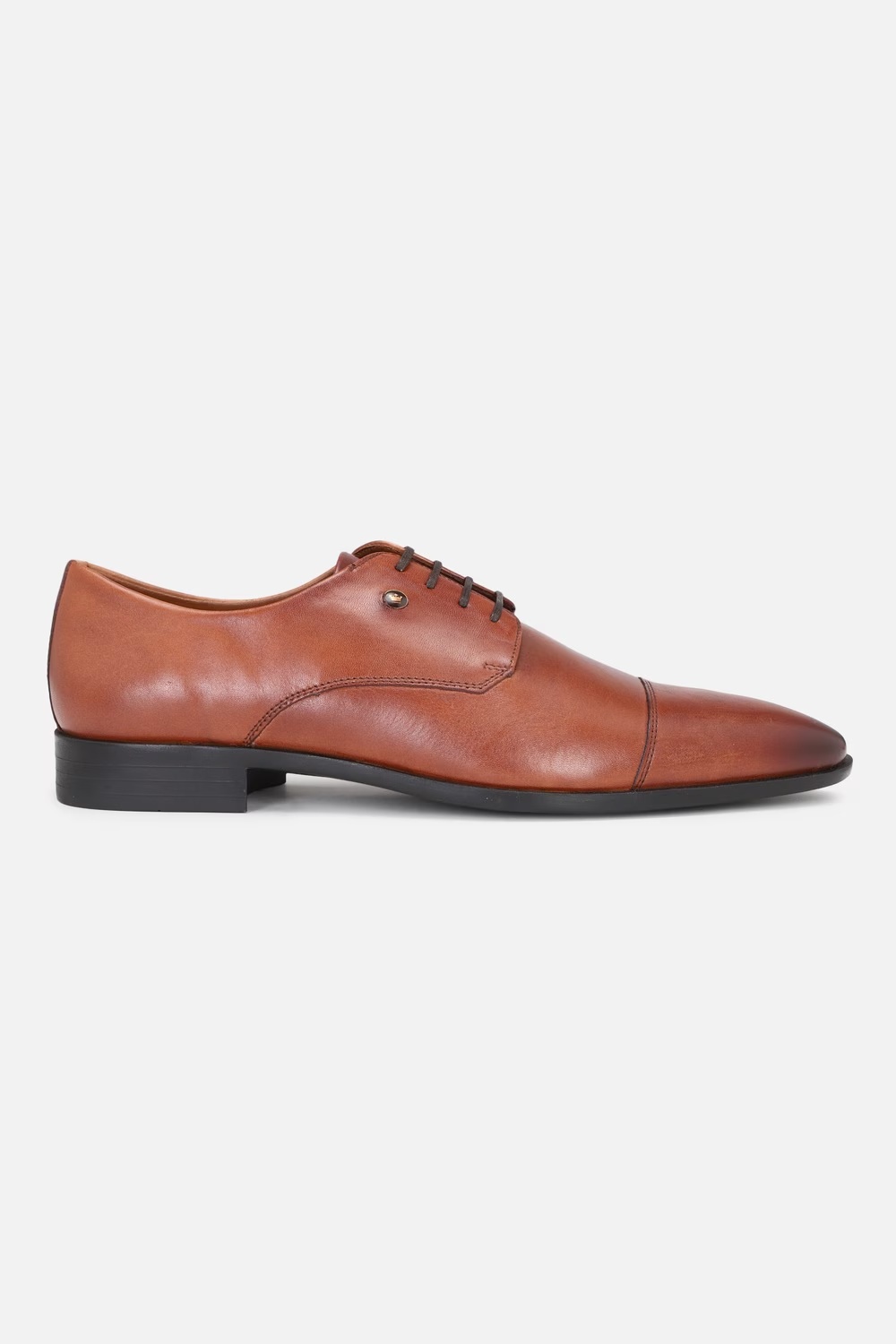 Men Cap Toe Derby Leather Tan Lace Up Shoes-Tan
