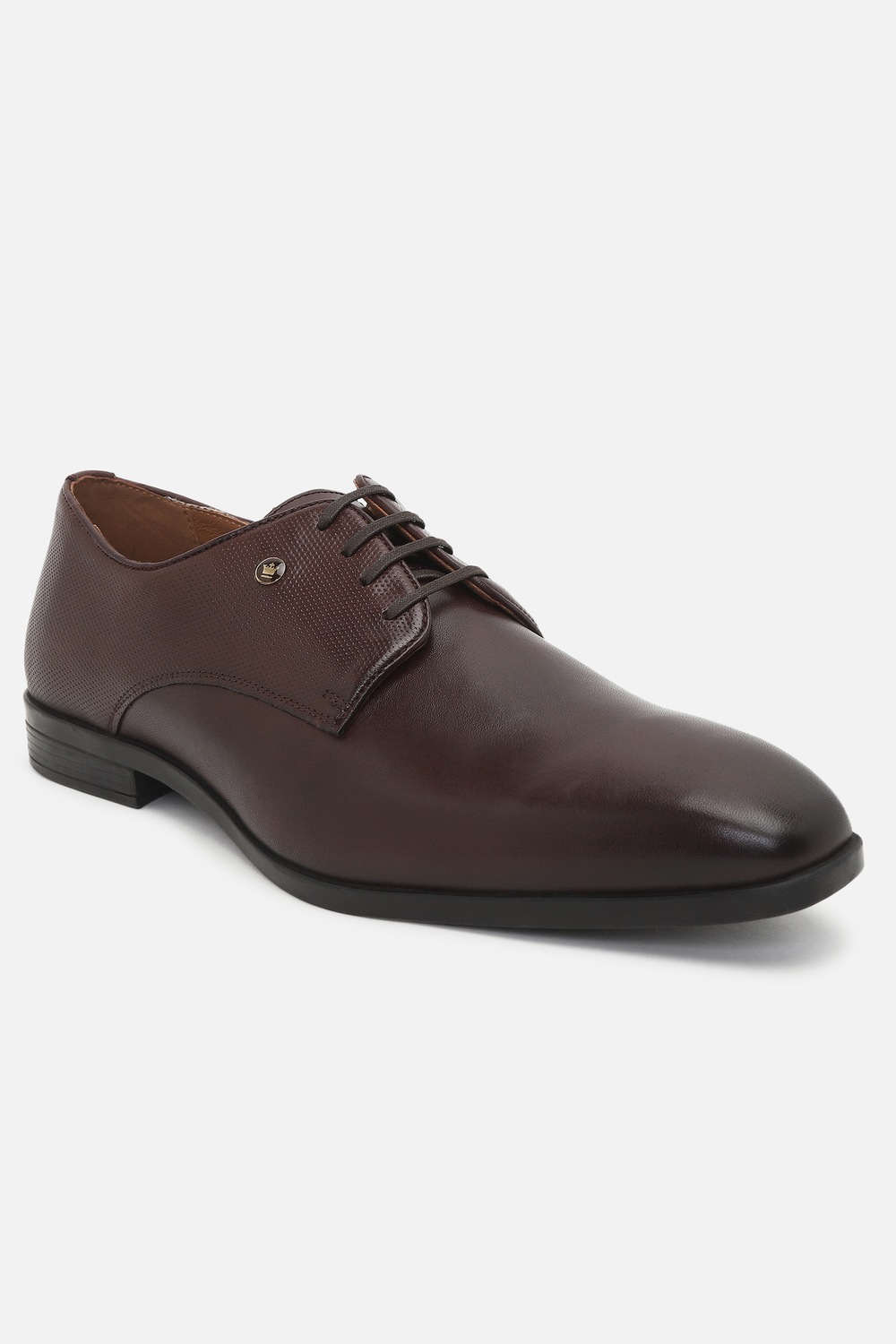 Men Brown Leather Lace Up Shoes-Brown