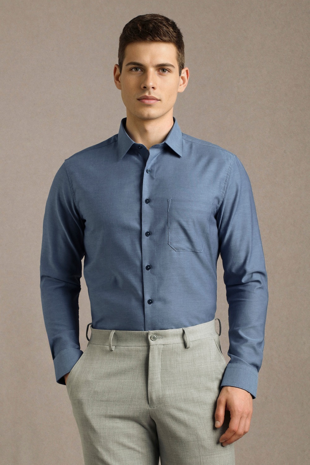 Men Blue Textured Full Sleeves Formal Shirt-Blue