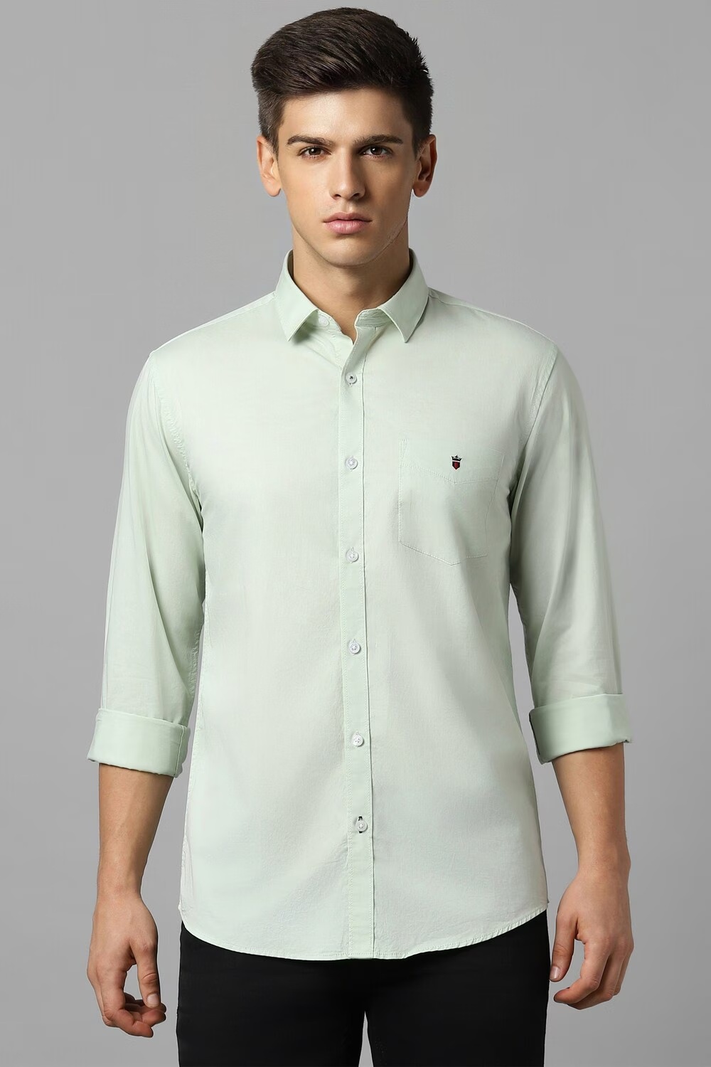 Men Green Super Slim Fit Solid Full Sleeves Casual Shirt-Green