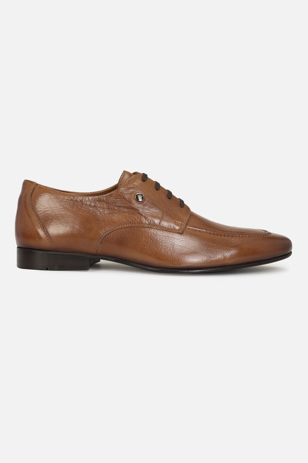 Men Brown Leather Lace Up Shoes-Brown