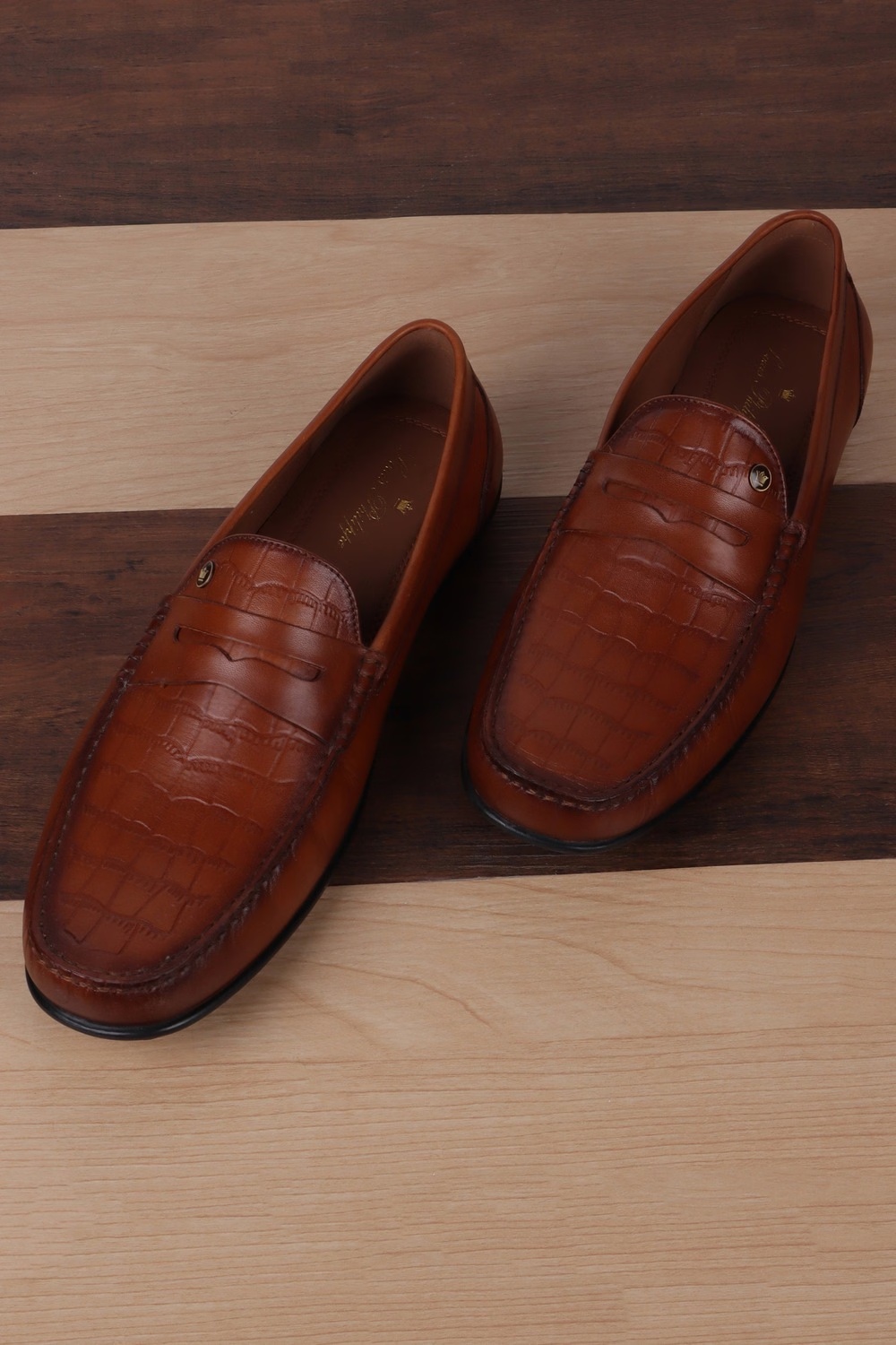 Men Brown Loafers-Brown