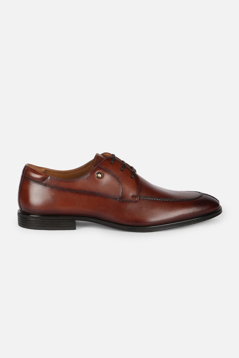 Men Brown Leather Lace Up Shoes-Brown