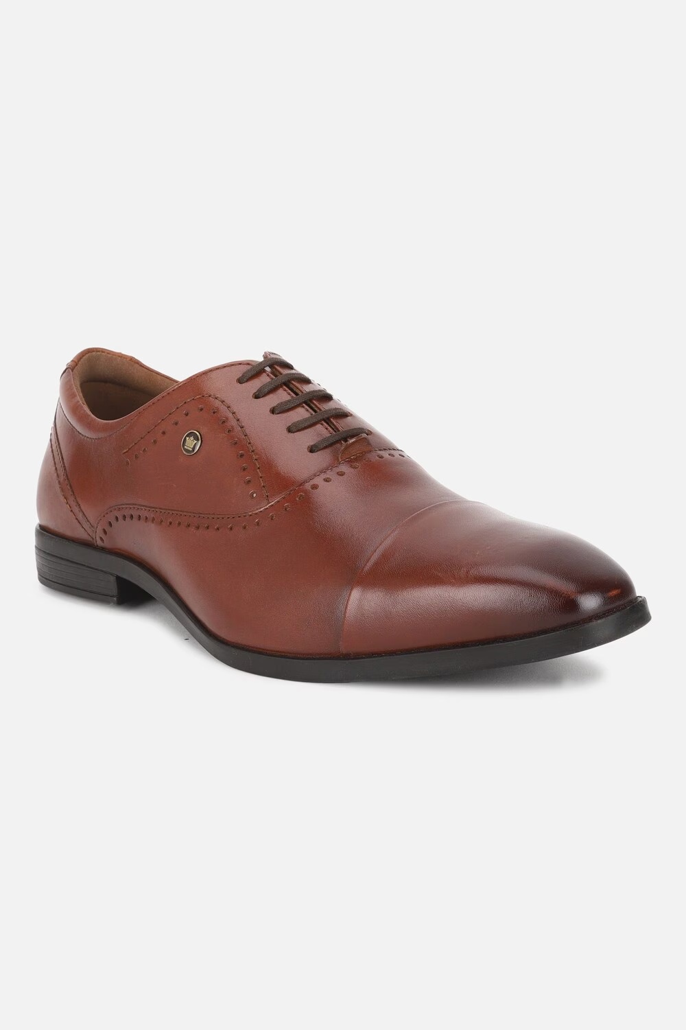 Louis Philippe Men Brown Perforated Oxford Formal Imported Premium Leather Light Weight Breathable Lining Slip Resistant Flexibl-Brown