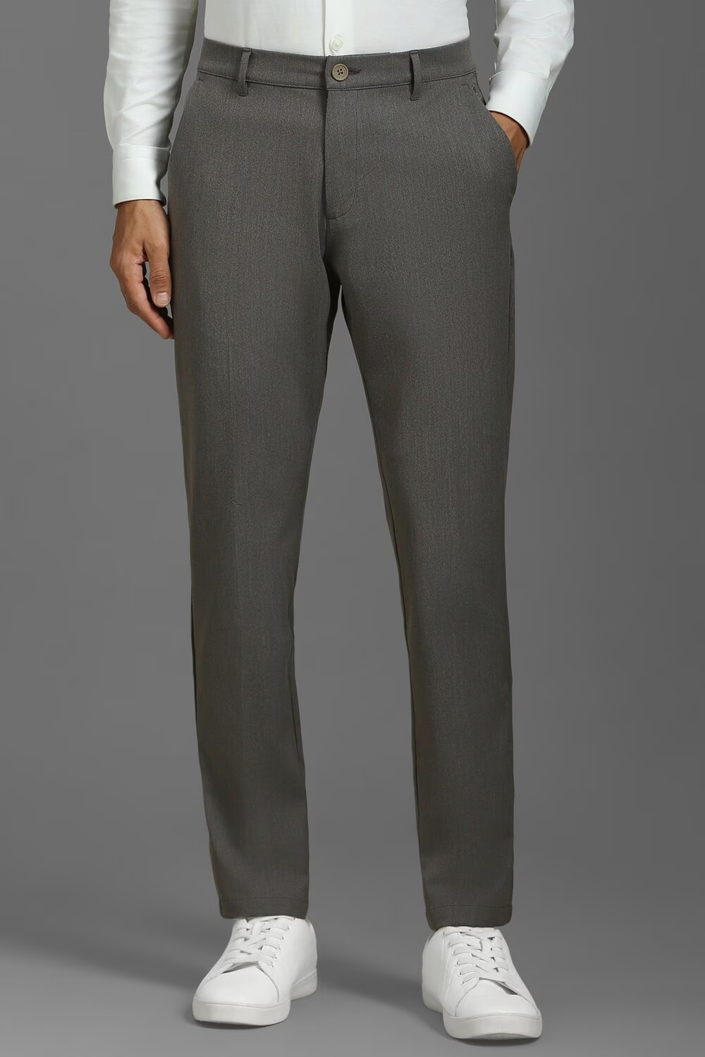 Men Grey Contemporary Fit Textured Flat Front Casual Trousers-Grey 1 39052-men-grey-contemporary-fit-textured-flat-front-casual-trousers-grey-1.jpg