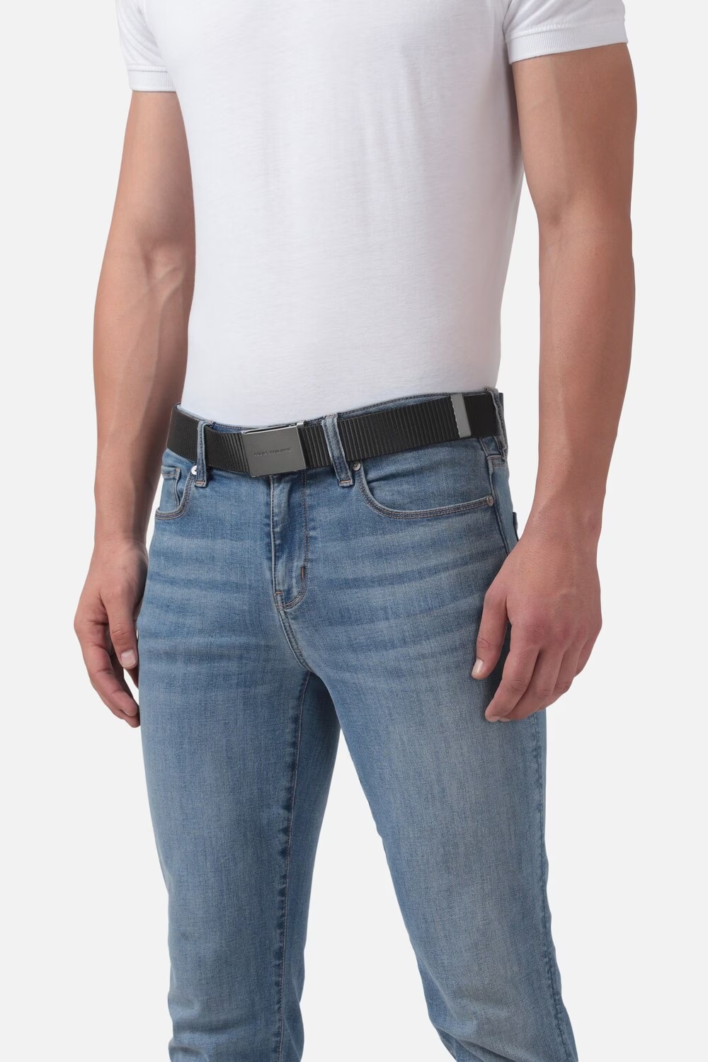 Men Black Solid 100% Polyamide Casual Belt-Black
