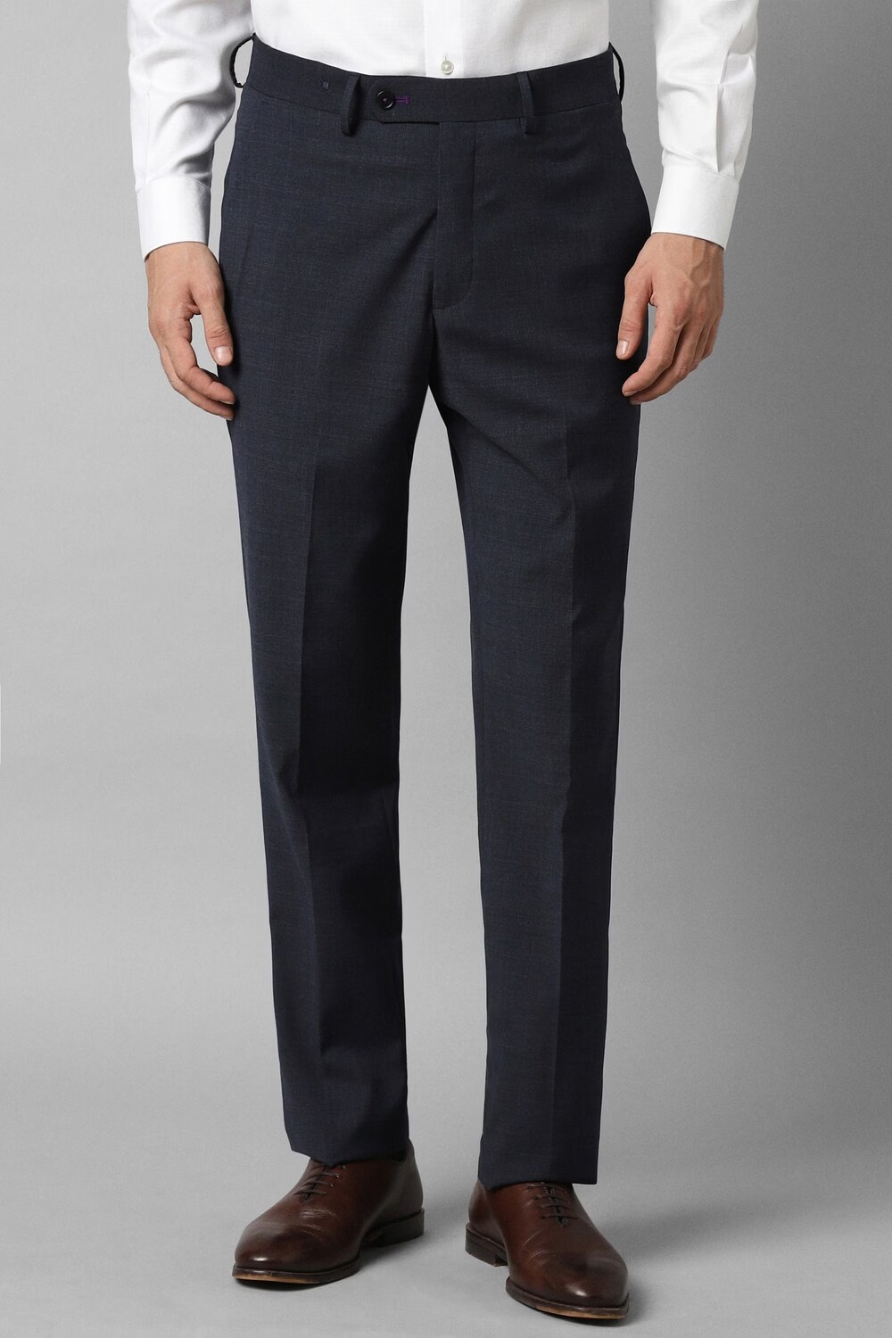 Men Navy Slim Fit Check Flat Front Formal Trousers-Navy 1 39910-men-navy-slim-fit-check-flat-front-formal-trousers-navy-1.jpg