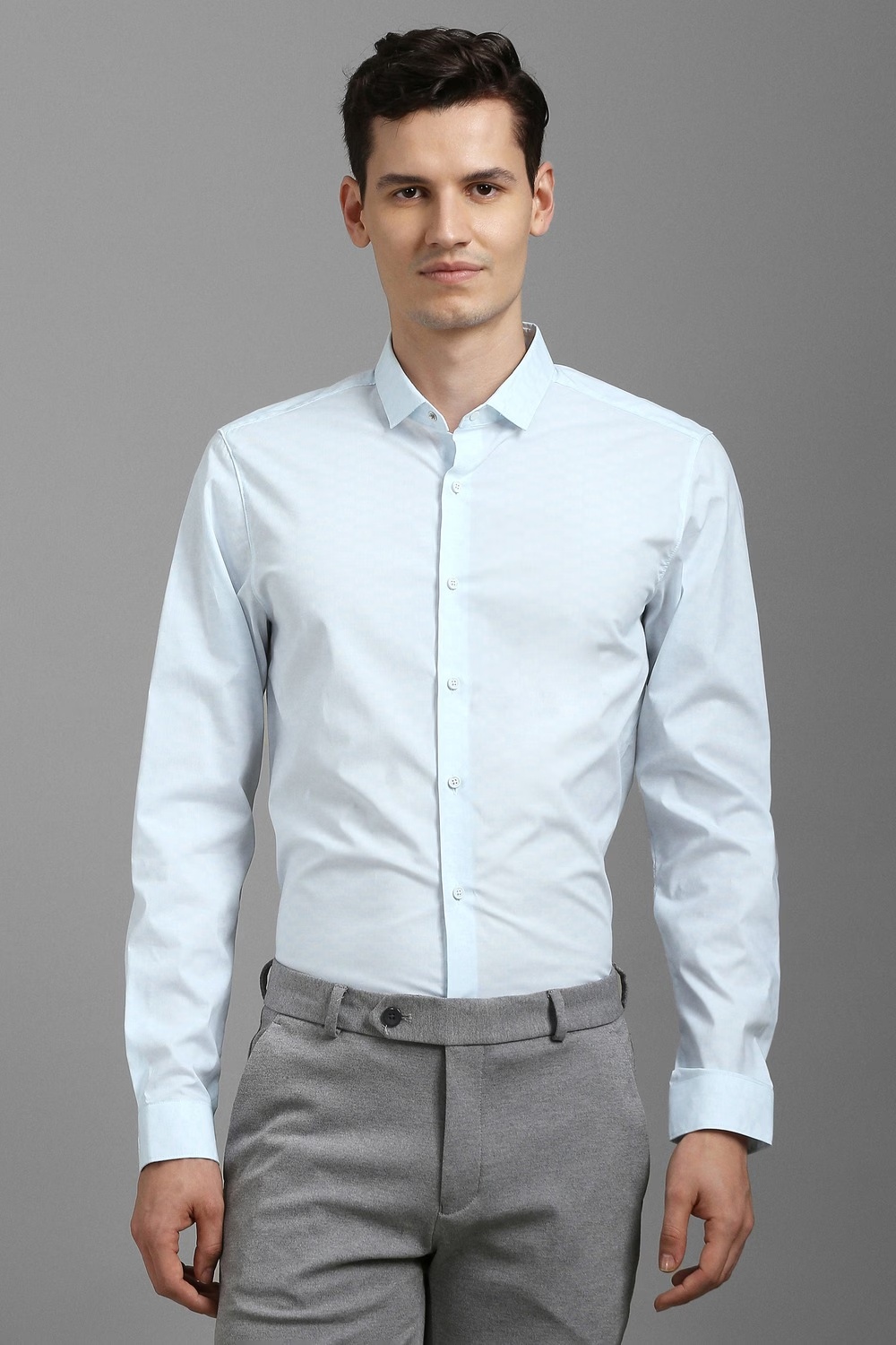 Men Light Blue Textured Full Sleeves Casual Shirt-Light Blue
