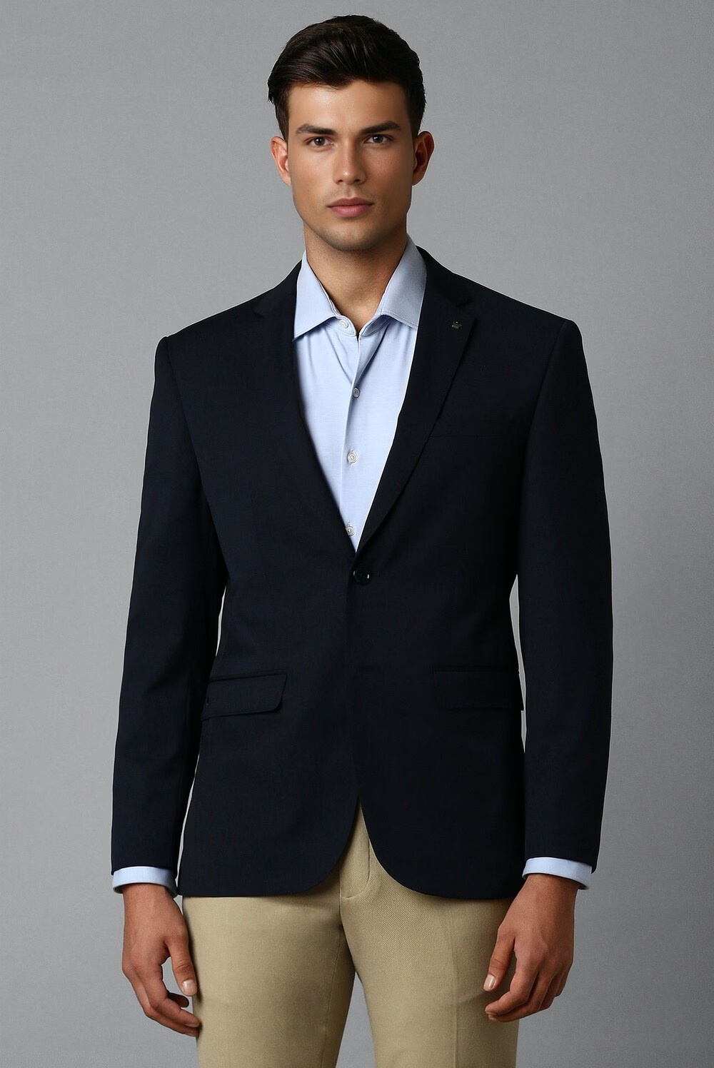 Men Black Slim Fit Solid Formal Blazer-Black