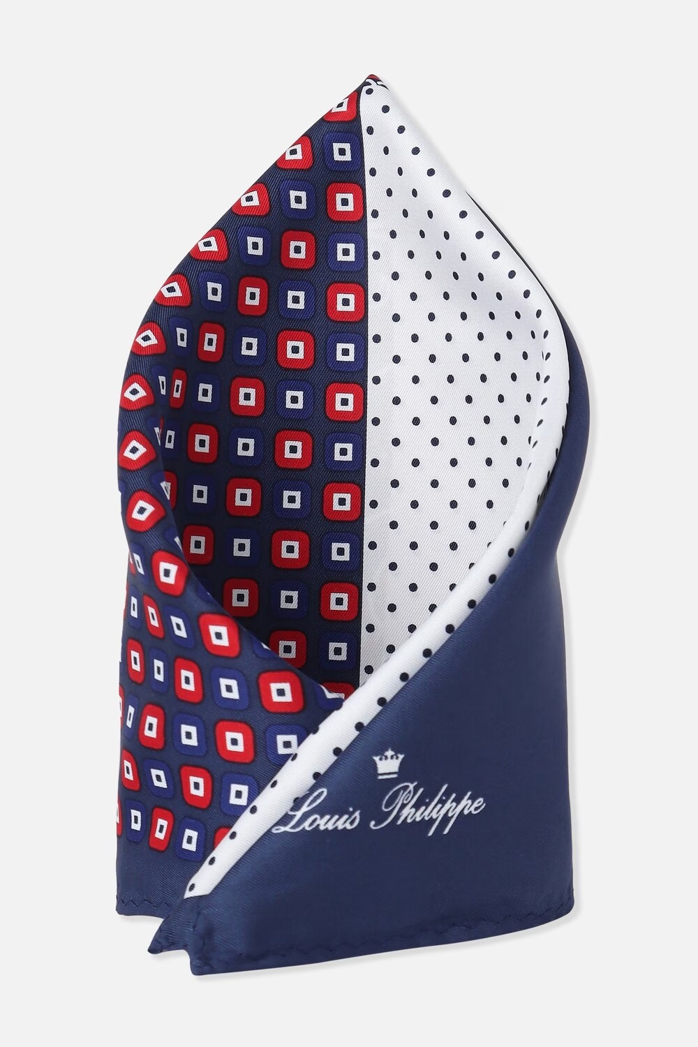 Men Navy Print Formal Pocket Square-Navy